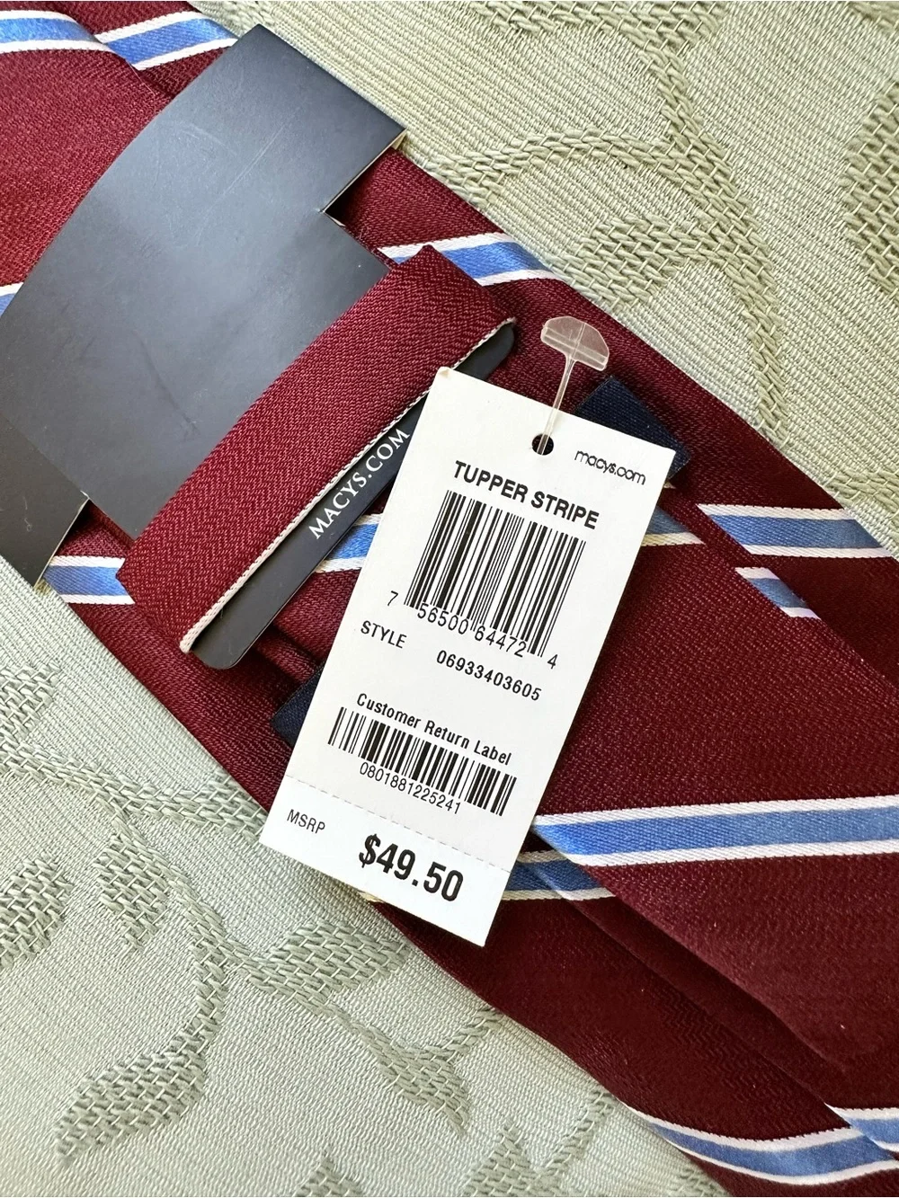 NWT Club Room Men’s Burgundy Striped Tie